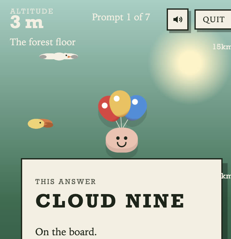 A Classic answer scored Cloud Nine, 32 points, still at the forest floor